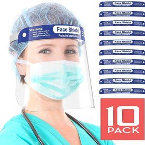 NEW Set of 10 Reusable Plastic Face Shields
